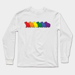 Row of Pride Flag Colored Capybaras Long Sleeve T-Shirt